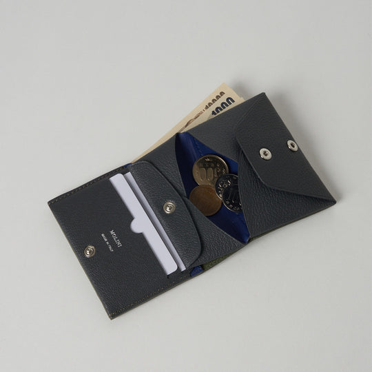 二つ折り財布  398 オリーブ＆グレー