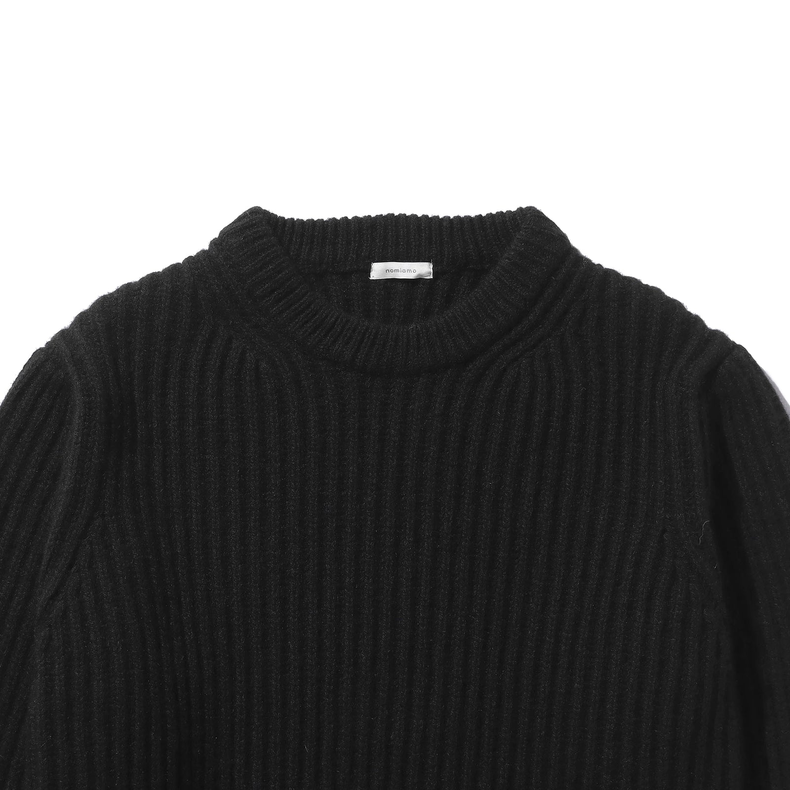 カシミヤミドルゲージクルー フィッシャーマンニット ブラック