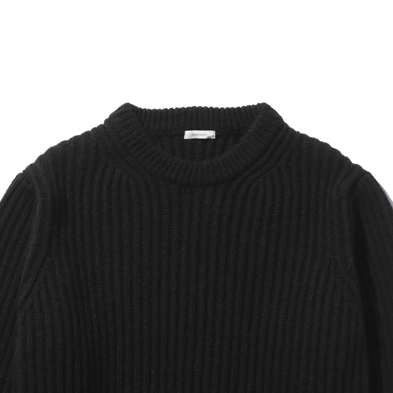 カシミヤミドルゲージクルー フィッシャーマンニット ブラック