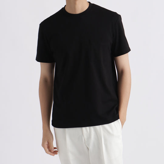 【リニューアルモデル】SUVIN PLATINUMテーラードポケットTシャツ ブラック