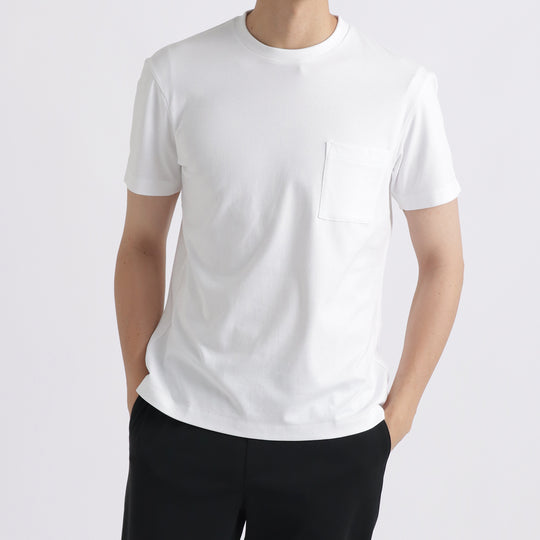 【リニューアルモデル】SUVIN PLATINUMテーラードポケットTシャツ ホワイト