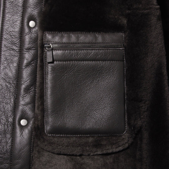 Mouton Hoodie Short Jacket Charcoal