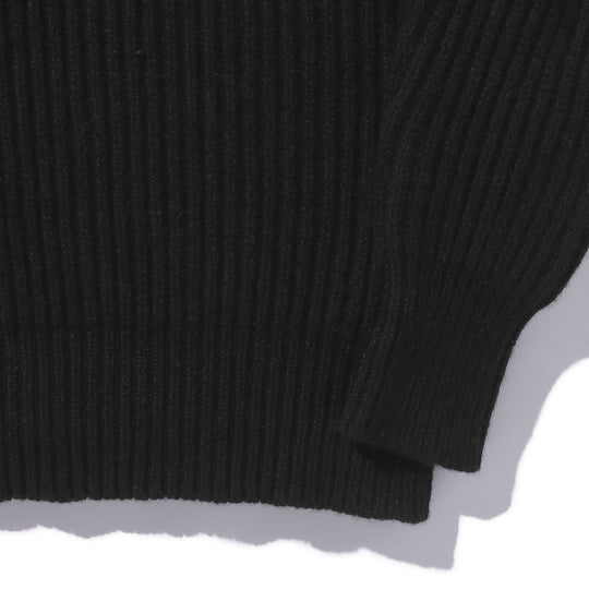 カシミヤミドルゲージクルー フィッシャーマンニット ブラック