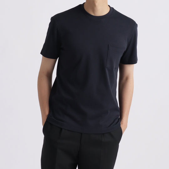 【リニューアルモデル】SUVIN PLATINUMテーラードポケットTシャツ ネイビー