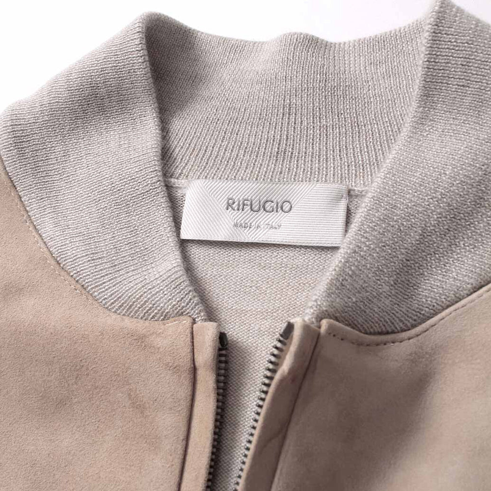 スウェードレザー×カシミアシルクコンビブルゾン ベージュ – MINIMAL