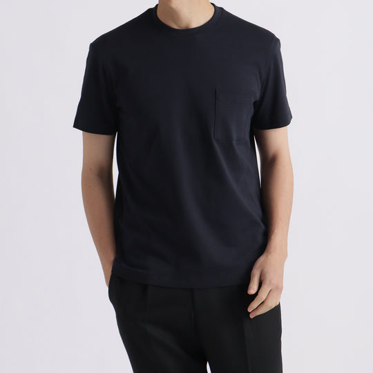 【リニューアルモデル】SUVIN PLATINUMテーラードポケットTシャツ ネイビー