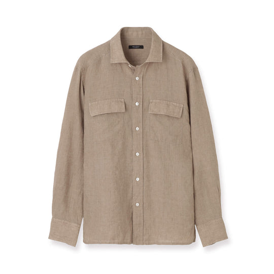 【干場 × ARCODIO共同企画】Lino Moderno Collection バイオウォッシュリネン フラップポケット ベージュ