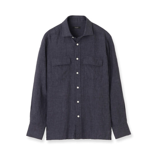 【干場 × ARCODIO共同企画】Lino Moderno Collection バイオウォッシュリネン フラップポケット ネイビー