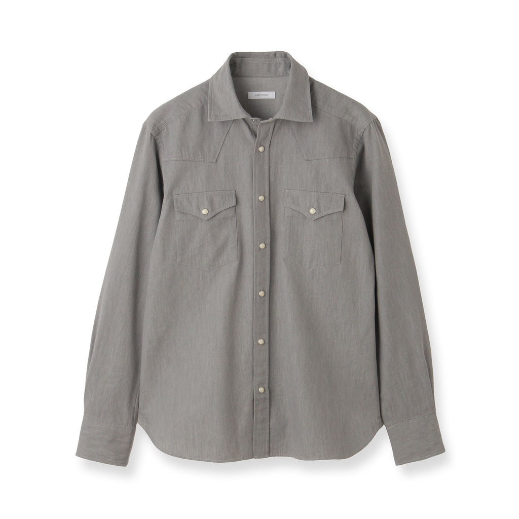 【GREY】ジャカード ウエスタン シャツ GINO ウェスタンシャツ グレー – MINIMAL WARDROBE