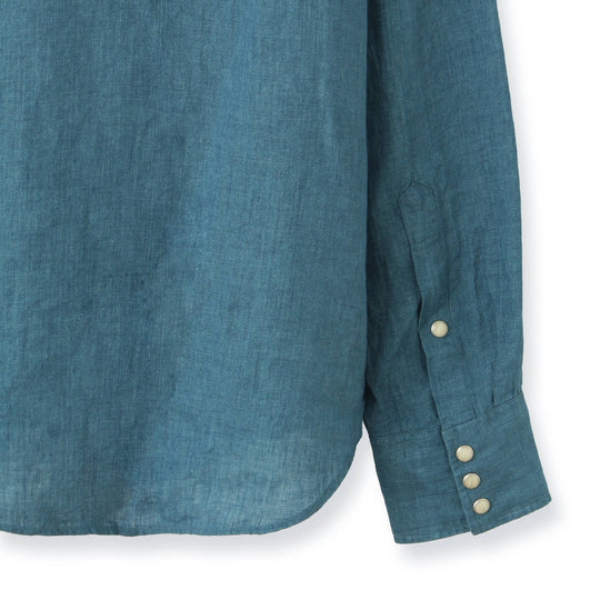 【干場 × ARCODIO共同企画】GINO Lino Moderno Collection  バイオウォッシュリネンウェスタン アクアマリン