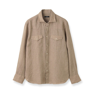 【干場 × ARCODIO共同企画】GINO Lino Moderno Collection  バイオウォッシュリネンウェスタン ベージュ