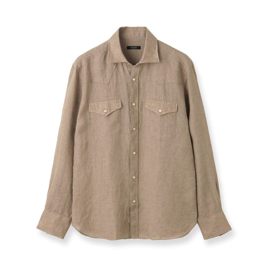 【干場 × ARCODIO共同企画】GINO Lino Moderno Collection  バイオウォッシュリネンウェスタン ベージュ