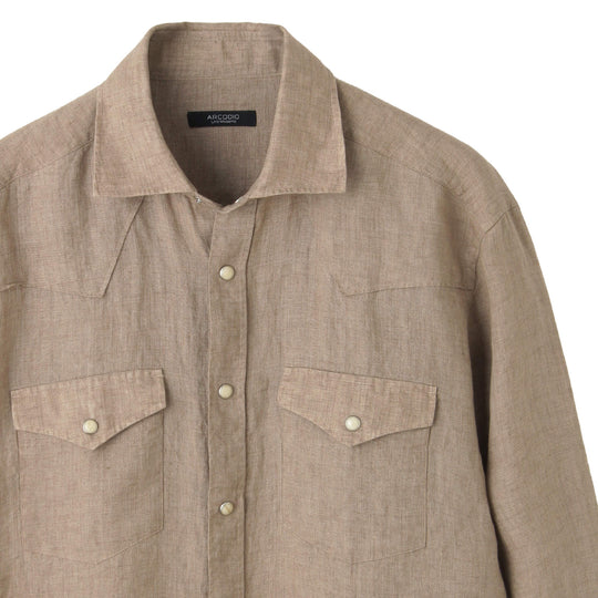 【干場 × ARCODIO共同企画】GINO Lino Moderno Collection  バイオウォッシュリネンウェスタン ベージュ