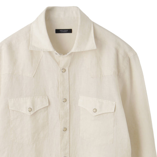 【干場 × ARCODIO共同企画】GINO Lino Moderno Collection  バイオウォッシュリネンウェスタン エクリュ