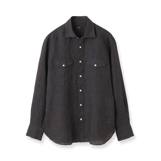 【干場 × ARCODIO共同企画】GINO Lino Moderno Collection  バイオウォッシュリネンウェスタン ブラック