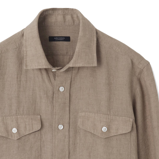 【干場 × ARCODIO共同企画】Lino Moderno Collection バイオウォッシュリネン サファリ ベージュ