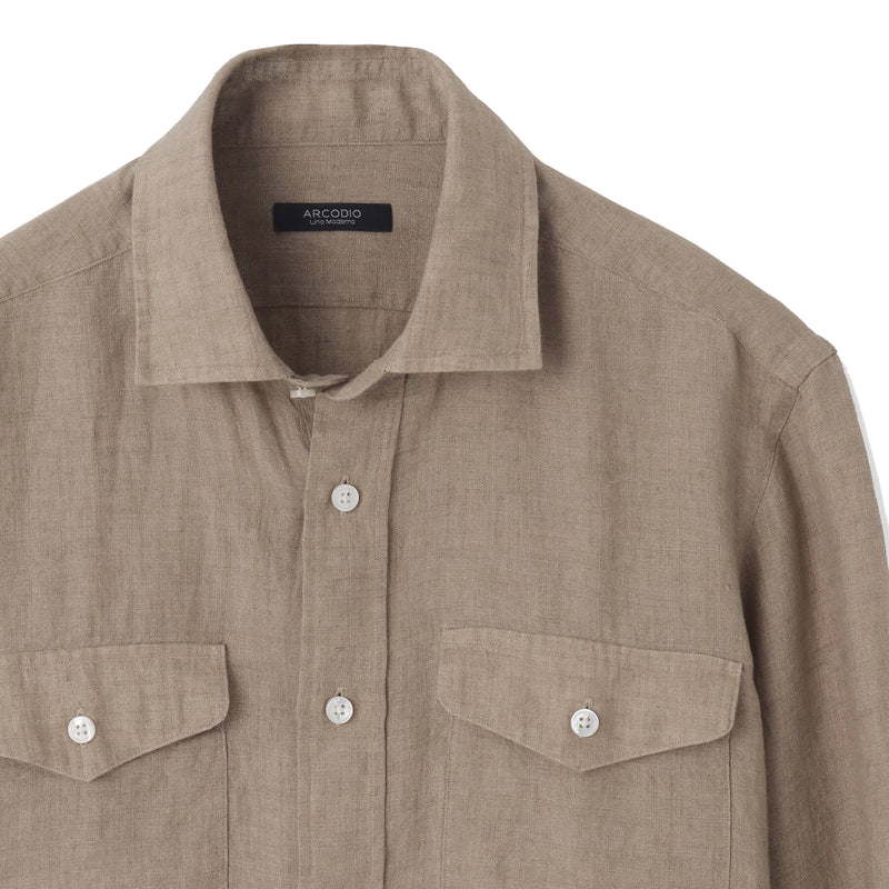 【干場 × ARCODIO共同企画】Lino Moderno Collection バイオウォッシュリネン サファリ ベージュ
