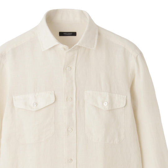 【干場 × ARCODIO共同企画】Lino Moderno Collection バイオウォッシュリネン サファリ エクリュ