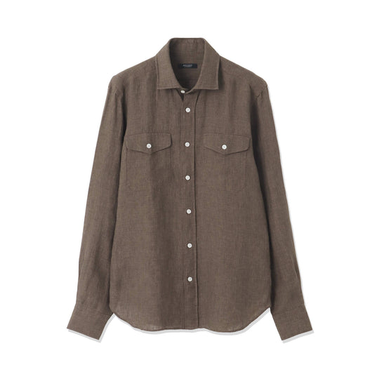 【干場 × ARCODIO共同企画】Lino Moderno Collection バイオウォッシュリネン サファリ ブラウン