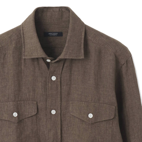 【干場 × ARCODIO共同企画】Lino Moderno Collection バイオウォッシュリネン サファリ ブラウン