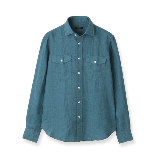 【干場 × ARCODIO共同企画】Lino Moderno Collection バイオウォッシュリネン サファリ アクアマリン