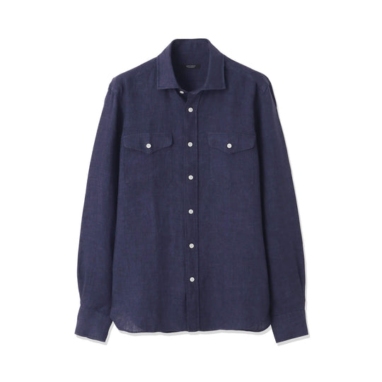 【干場 × ARCODIO共同企画】Lino Moderno Collection バイオウォッシュリネン サファリ ネイビー