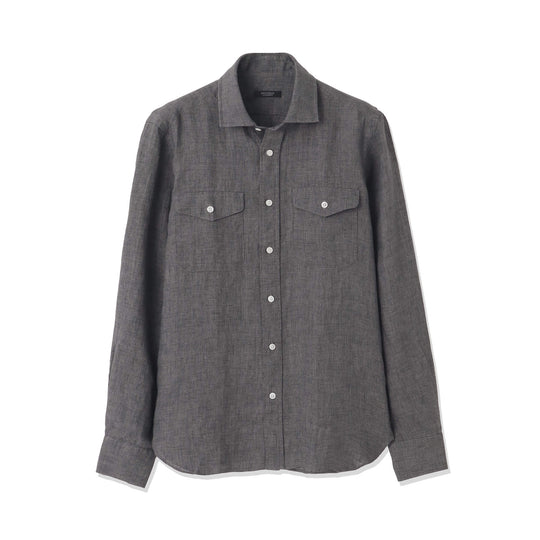 【干場 × ARCODIO共同企画】Lino Moderno Collection バイオウォッシュリネン サファリ スレートグレー