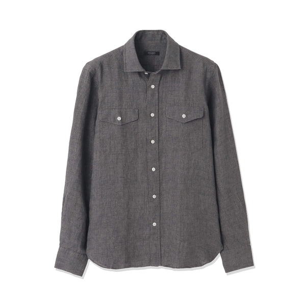 【干場 × ARCODIO共同企画】Lino Moderno Collection バイオウォッシュリネン サファリ スレートグレー