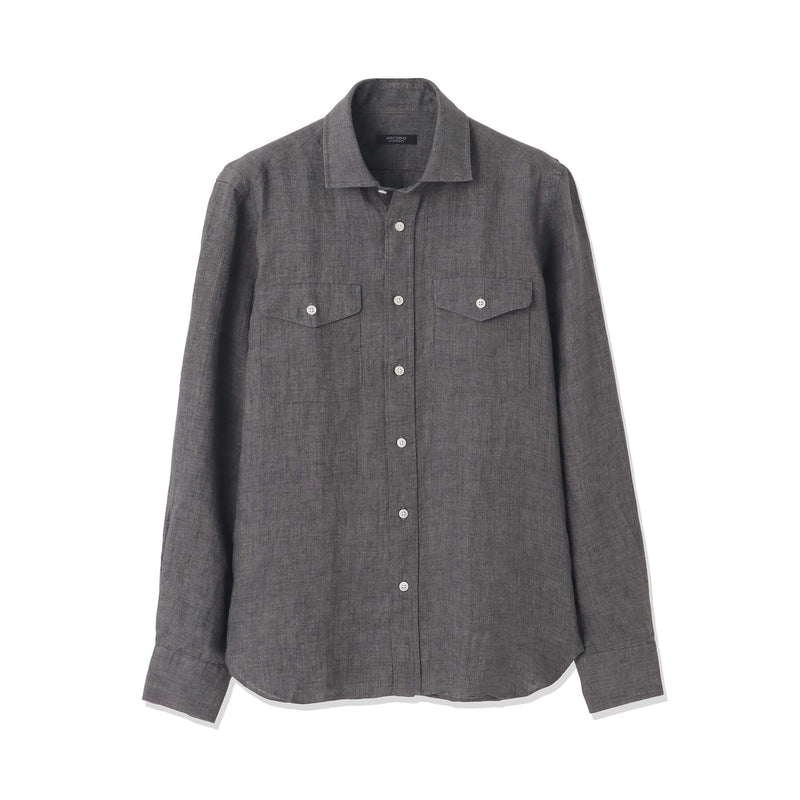 【干場 × ARCODIO共同企画】Lino Moderno Collection バイオウォッシュリネン サファリ スレートグレー