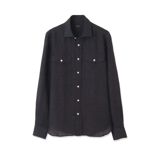 【干場 × ARCODIO共同企画】Lino Moderno Collection バイオウォッシュリネン サファリ ブラック