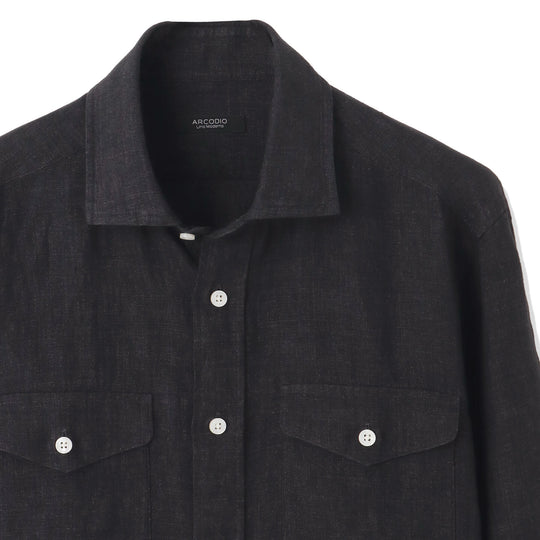 【干場 × ARCODIO共同企画】Lino Moderno Collection バイオウォッシュリネン サファリ ブラック