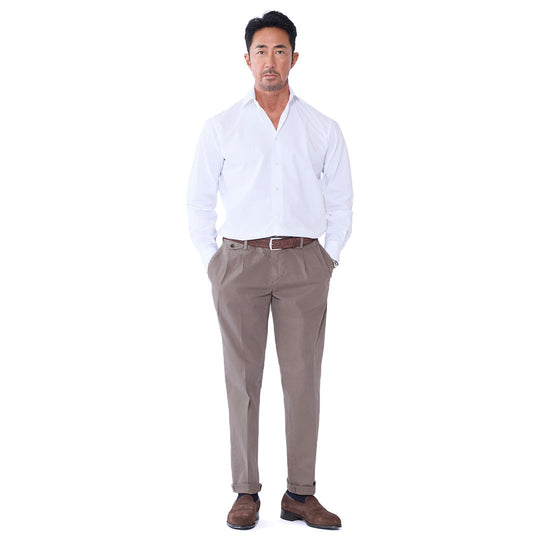 26AW BG02 コットンストレッチ 2プリーツパンツ ベージュ