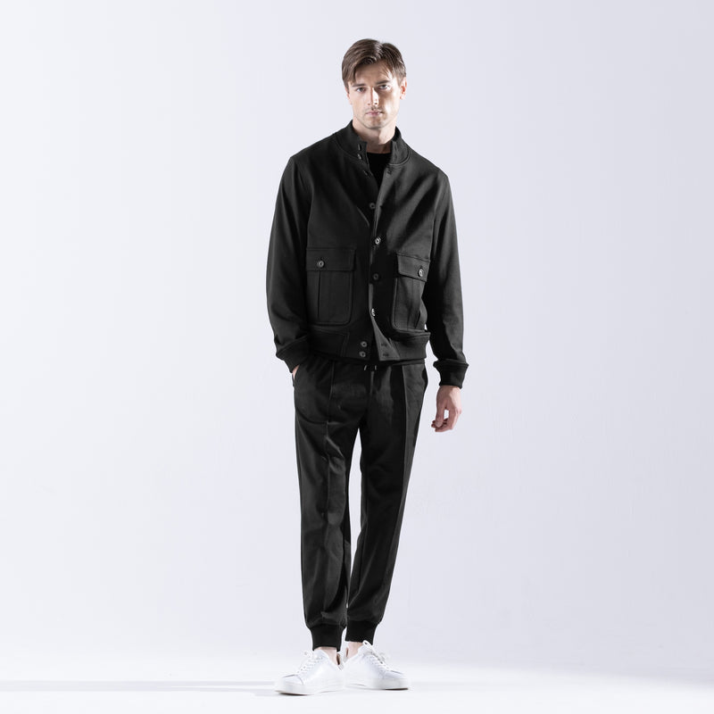 Duplex Wool Jersey トラベル バルスタージャケット ブラック