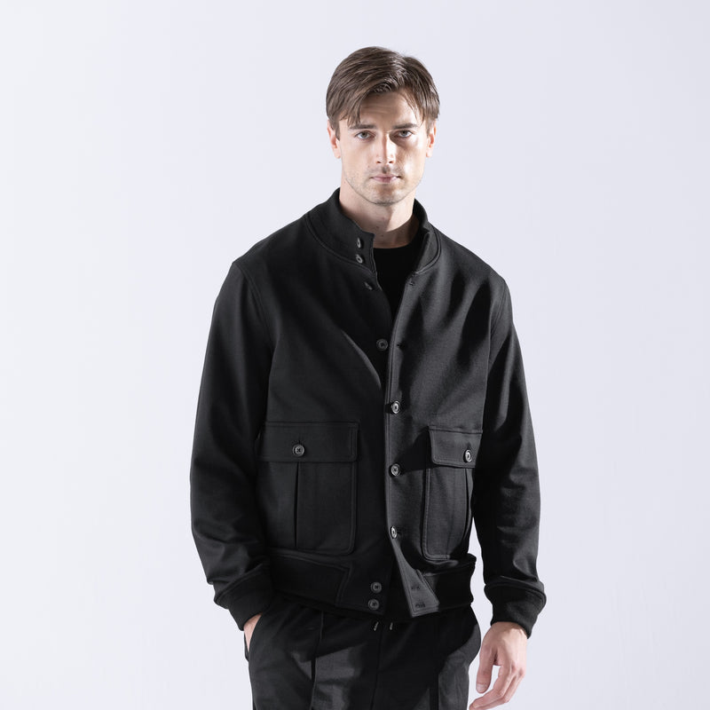Duplex Wool Jersey トラベル バルスタージャケット ブラック