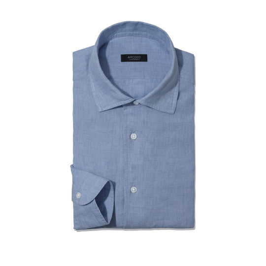 【干場 × ARCODIO共同企画】APERTO Lino Moderno Collection バイオウォッシュリネン サックスブルー