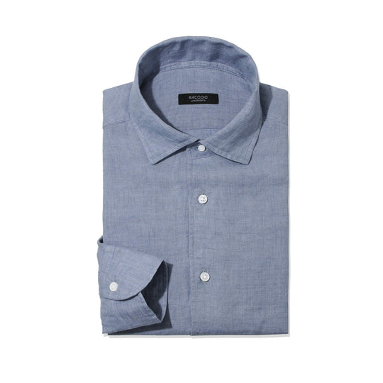 【干場 × ARCODIO共同企画】APERTO Lino Moderno Collection バイオウォッシュリネン ライトスティールブルー