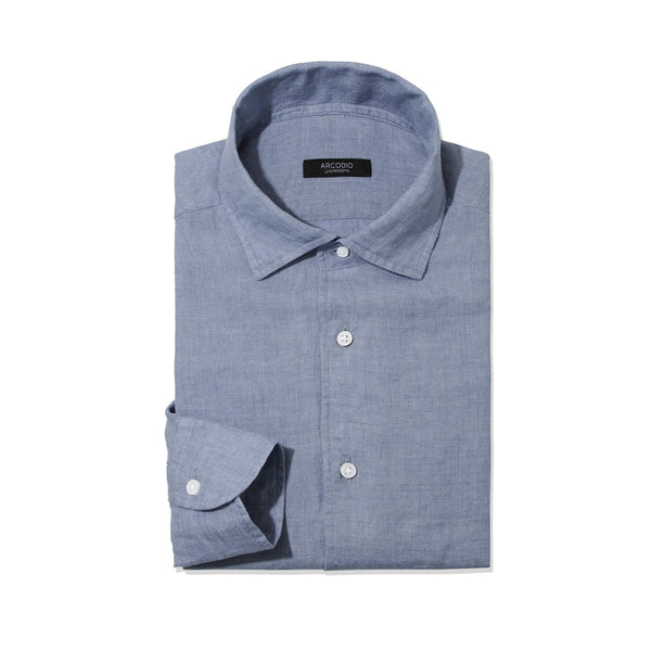 【干場 × ARCODIO共同企画】APERTO Lino Moderno Collection バイオウォッシュリネン ライトスティールブルー