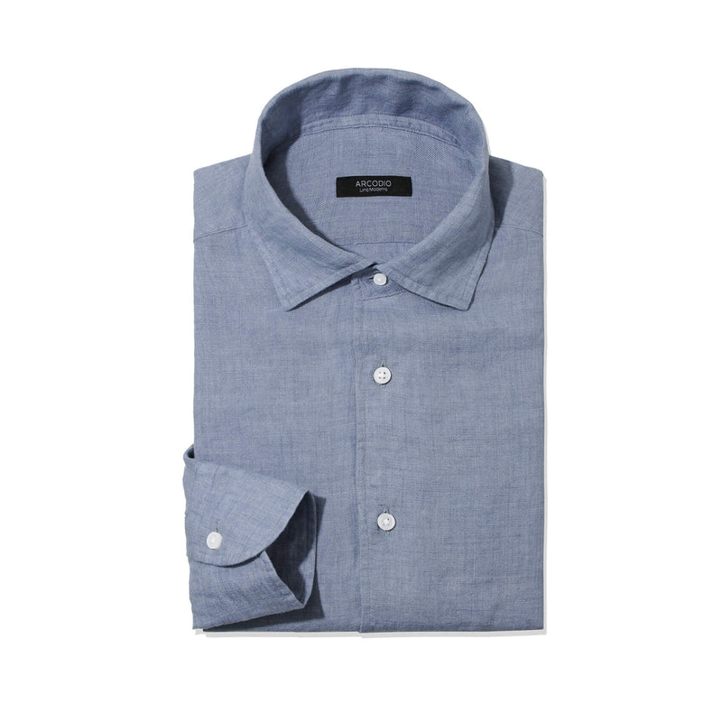 【干場 × ARCODIO共同企画】APERTO Lino Moderno Collection バイオウォッシュリネン ライトスティールブルー