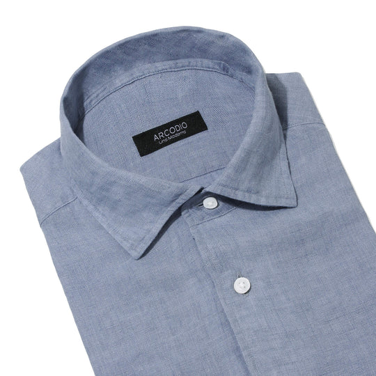 【干場 × ARCODIO共同企画】APERTO Lino Moderno Collection バイオウォッシュリネン ライトスティールブルー