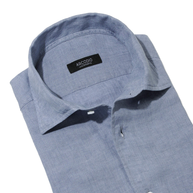 【干場 × ARCODIO共同企画】APERTO Lino Moderno Collection バイオウォッシュリネン ライトスティールブルー