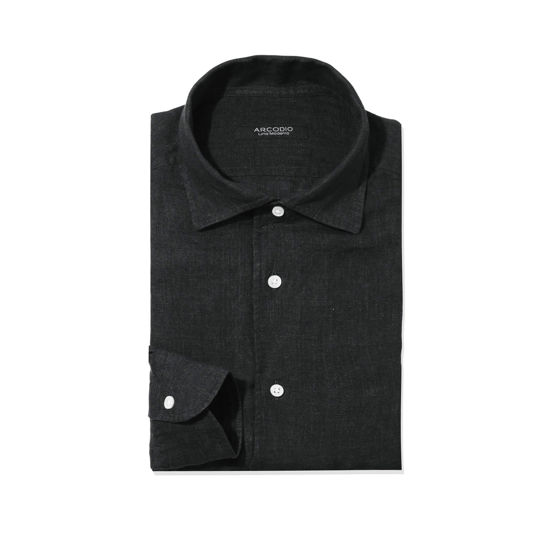 ARCODIO Lino Moderno バイオウォッシュリネン ブラック M 干場 × ARCODIO共同企画】APERTO Lino Moderno Collection