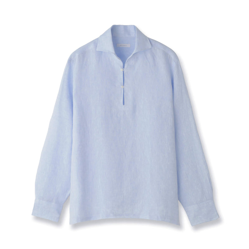 フレンチリネン カプリシャツ サックスブルー – MINIMAL WARDROBE