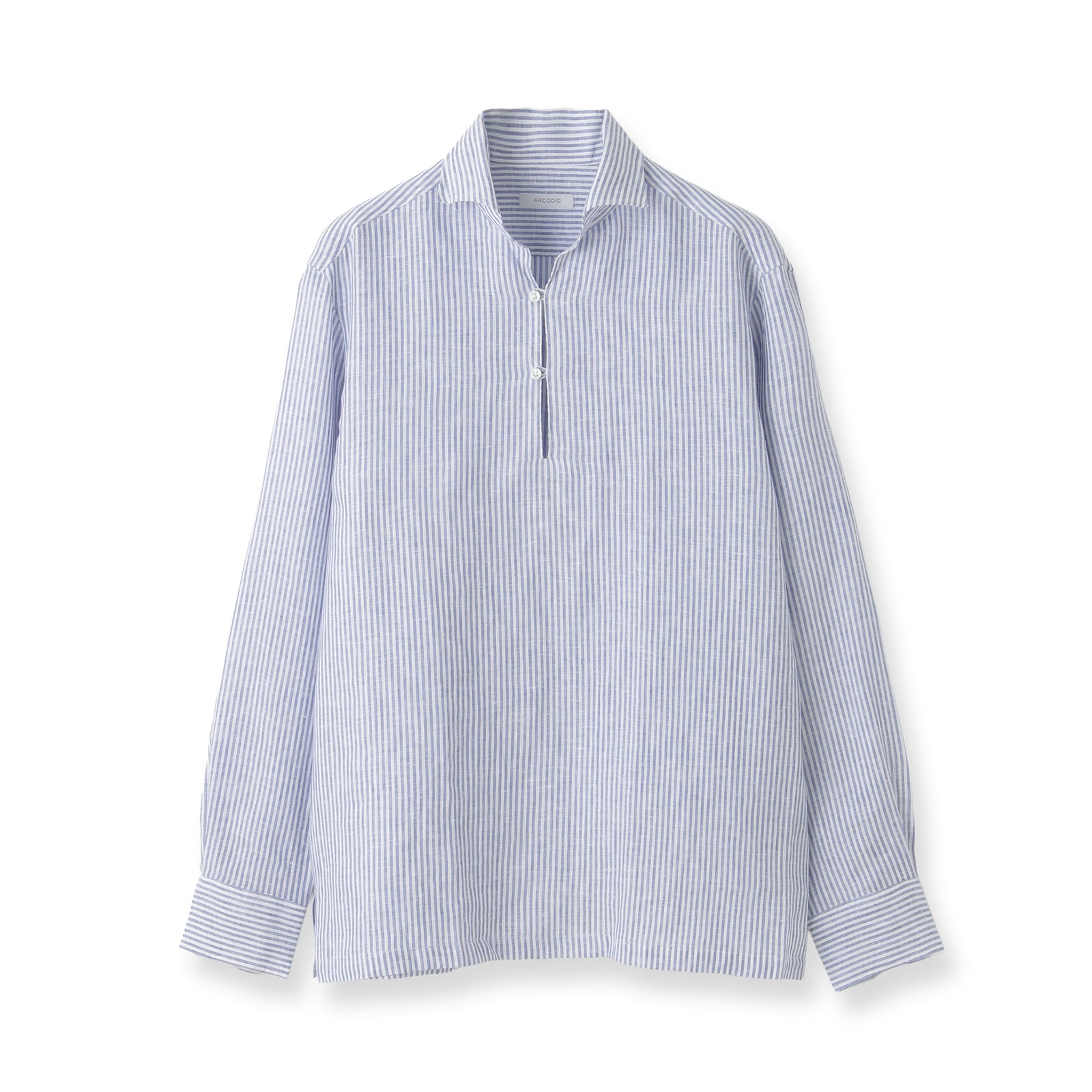 MMW限定 フレンチリネンストライプ カプリシャツ ブルー – MINIMAL