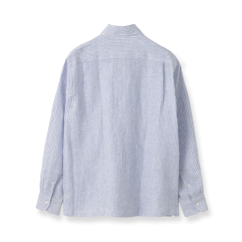 MMW限定 フレンチリネンストライプ カプリシャツ ブルー – MINIMAL
