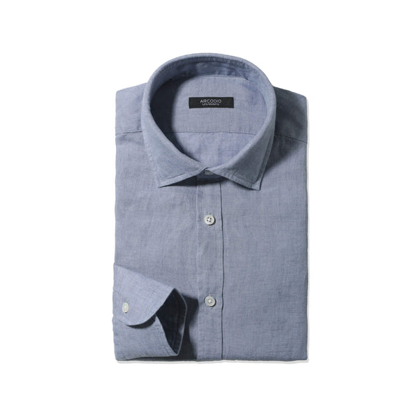 【干場 × ARCODIO共同企画】GINO Lino Moderno Collection バイオウォッシュリネン ライトスティールブルー