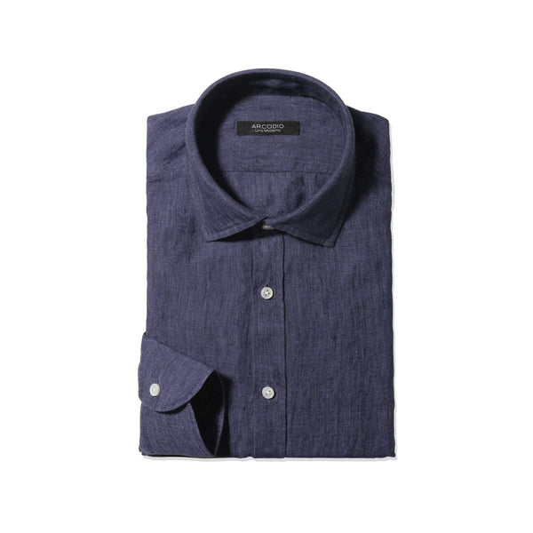 【干場 × ARCODIO共同企画】GINO Lino Moderno Collection バイオウォッシュリネン インディゴブルー