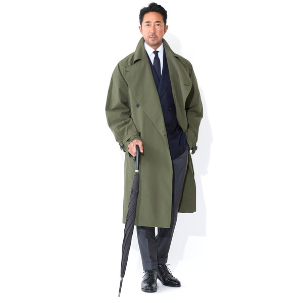 トレンチコート ポリエステルタイプライター ダークオリーブ