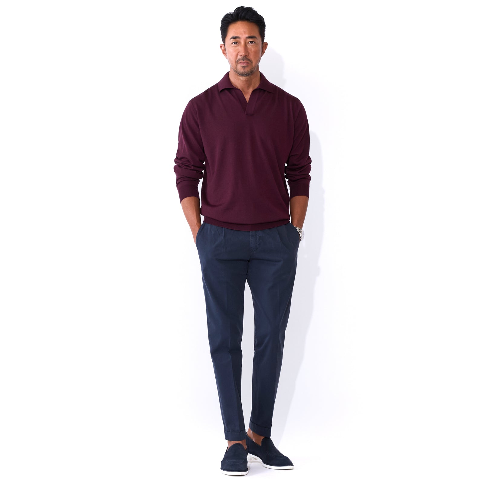 1プリーツパンツ BG07 ネイビー – MINIMAL WARDROBE（ミニマルワード