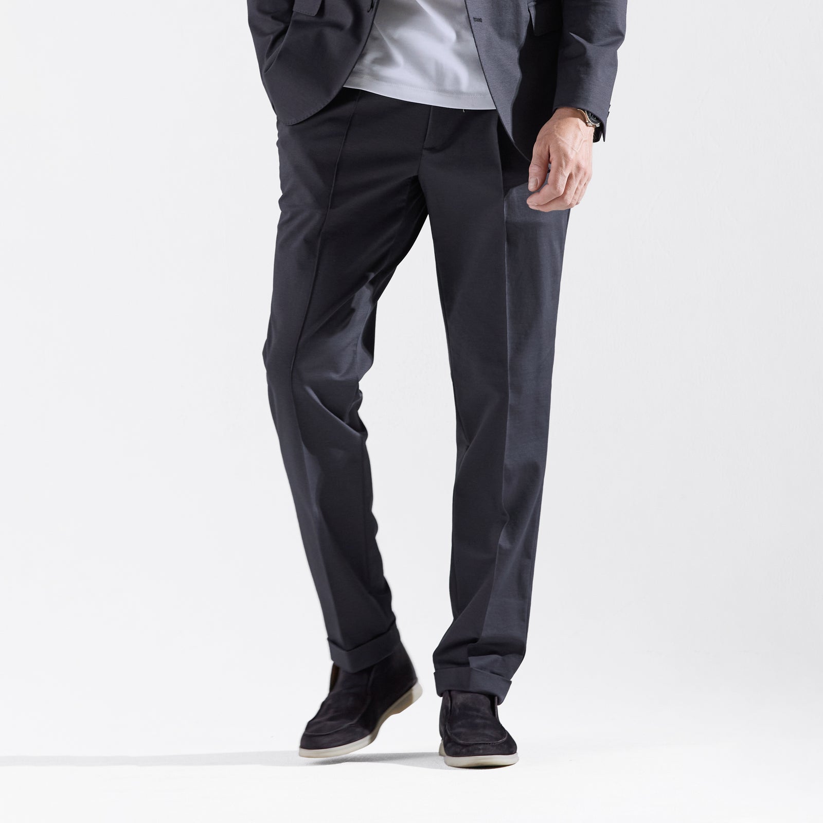MOVB　フレックスモーショントラベルスラックス　ブラック　48 Duplex Cotton Jersey フレックスモーショントラベルスラックス Type2