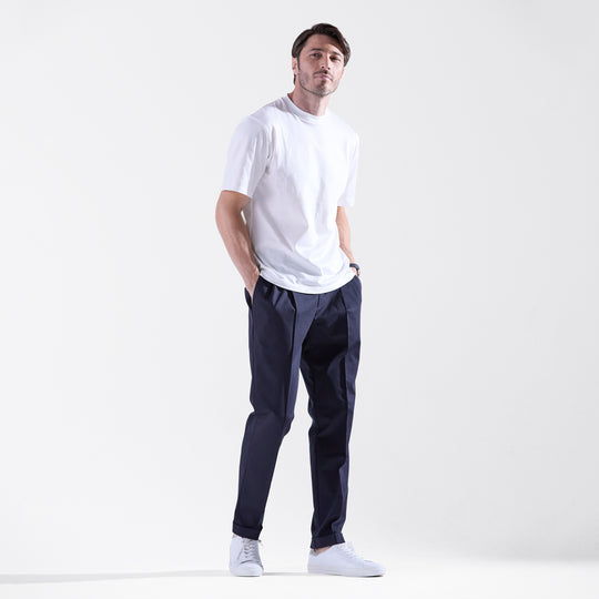 Duplex Cotton  Jersey トラベル スマートラウンジテーパードパンツ コンフォートフィット コスモネイビー